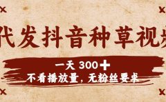 代发抖音种草视频，一天300➕，不看播放量，无粉丝要求