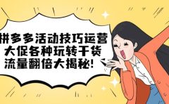 拼多多活动技巧运营：大促各种玩转干货，流量翻倍大揭秘