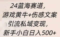 24蓝海赛道，游戏黄牛+伤感文案引流私域变现，新手日入500+