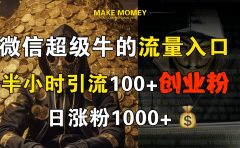 微信超级牛的流量入口，半小时引流100+创业粉，日涨粉1000+