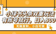小绿书头条双重玩法，有账号就行，日入800+
