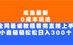 咸鱼最新0成本玩法，全网最细教程，看完直接上手小白轻松日入300＋