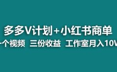 【蓝海项目】多多v计划+小红书商单 一个视频三份收益 工作室月入10w