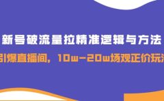 新号破流量拉精准逻辑与方法，引爆直播间，10w-20w场观正价玩法
