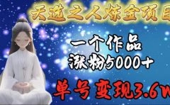 天选之人炼金项目,一个作品涨粉5000+,单号变现3.6w