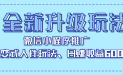 全新升级玩法，微信小程序推广，裂变式人性玩法，日赚收益600+