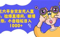 三大平台交友无人直播，拉爆直播间，破播放，小白轻松日入1000+