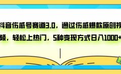 抖音伤感号赛道3.0，通过伤感爆款原创视频，轻松上热门，5种变现日入1000+