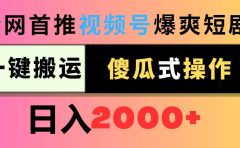 视频号爆爽短剧推广,一键搬运,傻瓜式操作,日入2000+