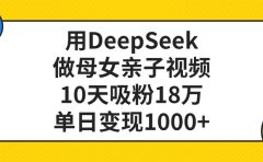 用DeepSeek做母女亲子视频，单日变现1000+，10天吸粉18万