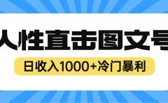 2023最新冷门暴利赚钱项目，人性直击图文号，日收入1000+【视频教程】