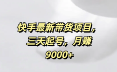 快手最新带货项目，三天起号，月赚9000+