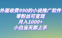 小说推广软件，零粉丝可变现，月入1000+，小白当天即上手【附189G素材】
