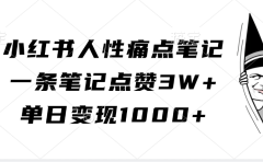 小红书人性痛点笔记，单日变现1000+，一条笔记点赞3W+