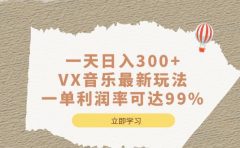一天日入300+,VX音乐最新玩法，一单利润率可达99%