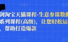 樊剑淘宝天猫课程-生意参谋数据分析系列课程(高级),让您轻松运营店铺,帮助打造爆款