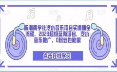 听潮阁学社汽水音乐项目实操课全流程，2023超级蓝海项目，汽水音乐推广，0粉丝也能做
