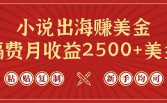 小说出海赚美金，稿费月收益2500+美金，仅需chatgpt粘贴复制，新手也能玩转