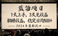 2024最新风口项目,躺赚收益,稳定日均收益500+
