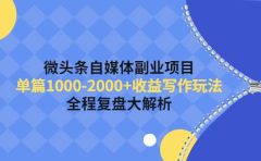 微头条自媒体副业项目,收益写作玩法,全程复盘大解析