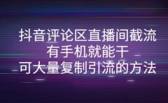 抖音评论区直播间截流，有手机就能干，可大量复制引流的方法