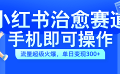 小红书治愈视频赛道，手机即可操作，蓝海项目简单无脑，单日可赚300+