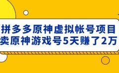外面卖2980的拼多多原神虚拟帐号项目