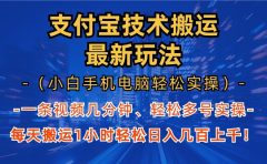 支付宝分成搬运“最新玩法”（小白手机电脑轻松实操1小时）日入几百上千！