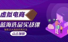 虚拟电商 · 蓝海选品实战课,淘系15大选品实用方法