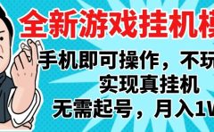 2025最新独家游戏搬砖，单手机操作，全自动挂机，无需玩游戏，月入1W+