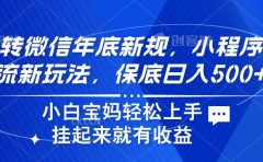 玩转微信年底新规，小程序引流新玩法，保底日入500+