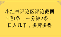 小红书评论区评论截图一分钟2条,日入几千,多劳多得