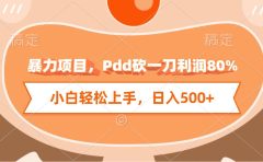 暴力项目，Pdd砍一刀利润80%，小白轻松上手，日入500+