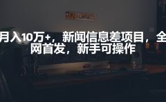 月入10万+,新闻信息差项目,新手可操作