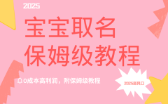 2025新风口项目宝宝取名，0成本高利润，附保姆级教程，月入过万不是梦