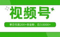 视频号，单日引流200+创业粉，日入5000+