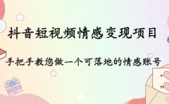 抖音短视频情感变现项目：手把手教您做一个可落地的情感账号