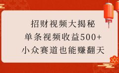招财视频大揭秘：单条视频收益500+，小众赛道也能赚翻天！