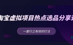 淘宝虚拟项目热点选品分享课:一套行之有效的打法