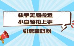 快手无脑搬运，小白轻松上手，引流宝妈粉