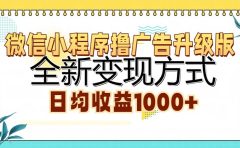 微信小程序撸广告升级版，全新变现方式，日均收益1000+