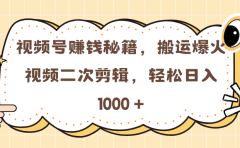 视频号赚钱秘籍，搬运爆火视频二次剪辑，轻松日入 1000 +
