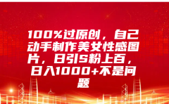 100%过原创，自己动手制作美女性感图片，日引S粉上百，日入1000+不是问题