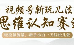 视频号新玩儿法，思维认知赛道，轻松暴流量，新手小白一天几张