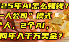 AI怎么赚钱?揭秘2025年“一人公司”模式:1个人,2个AI,如何年入千万美金?