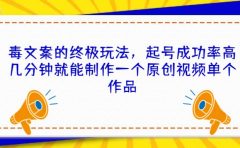 毒文案的终极玩法，起号成功率高几分钟就能制作一个原创视频单个作品