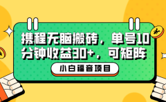 小白新手福音:携程无脑搬砖项目,单号操作10分钟收益30+,可矩阵可放大