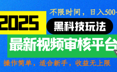 2025最新黑科技玩法，视频审核玩法，10秒一单，不限时间，不限单量，新手小白一天500+