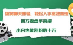 搞笑聊天账号,轻松入手高效变现,百万操盘手亲授,小白也能涨粉数十万