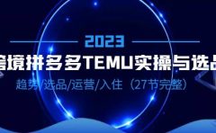 2023跨境·拼多多·TEMU实操与选品，趋势·选品·运营·入住（27节完整）